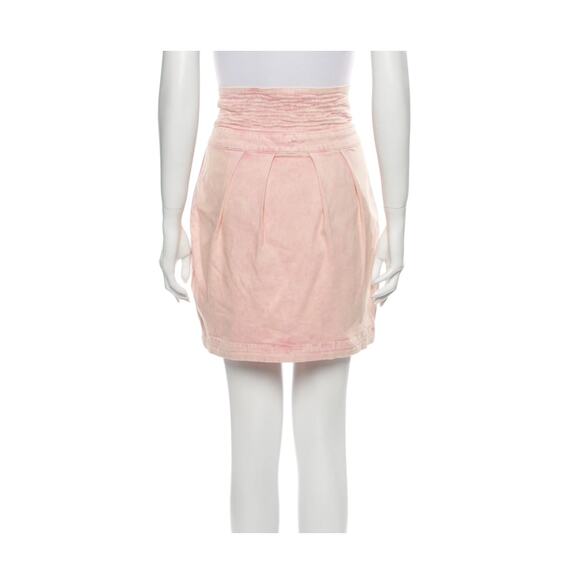 Ulla Johnson Pink Washed Tie Drew Denim Tie Mini Skirt Size 2 - Picture 3 of 4